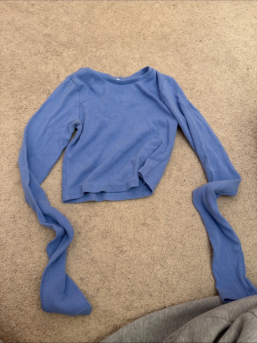 Garage Periwinkle Ribbed Long-Sleeve Crop Top